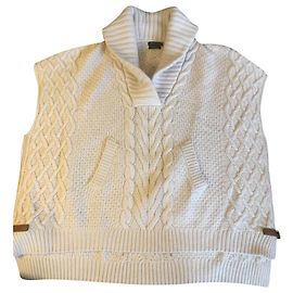 Massimo Dutti Ärmelloser Pullover mit Schalkragen Beige