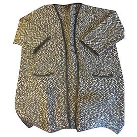 Massimo Dutti Casaco cinza urze com borda de couro Cinza
