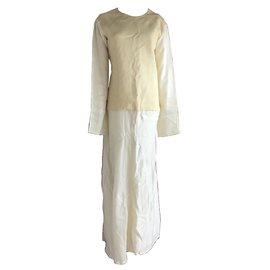Yohji Yamamoto-Yohji Yamamoto Wool Maxi Dress-Cream