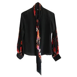 Rockins Schalhalsbluse Schwarz