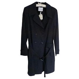 Casaco American Vintage Preto de Algodão com Cinto Preto