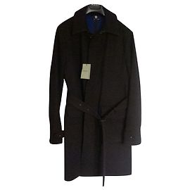 Autre Marque Casaco Preto de Lã com Cinto Preto