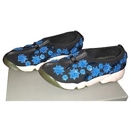 Christian Dior Fusion Espadrilles Blau Stoff 37.5 Blau