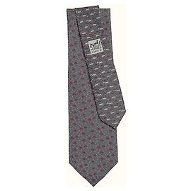 Hermès Dada Hu Silk Tie Grey Fuchsia Grey Fuschia