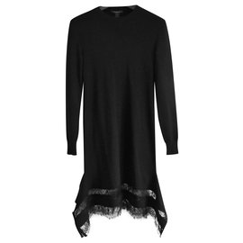 Louis Vuitton-Vestido de punto con dobladillo de encaje-Negro