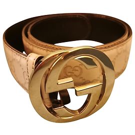 Gucci Assinatura GG e fivela Bege Dourado