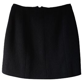 CHANEL WOOL TWEED SKIRT Black