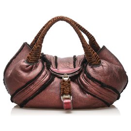 Fendi-Fendi Brown Spy Leather Handbag-Brown,Dark brown