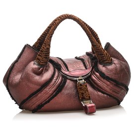 Fendi-Fendi Brown Spy Leather Handbag-Brown,Dark brown