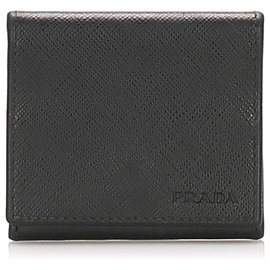Prada-Prada Black Saffiano Small Wallet-Black