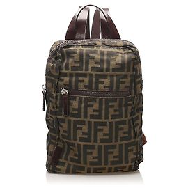 Mochila de lona marrón Zucca de Fendi Castaño Marrón oscuro