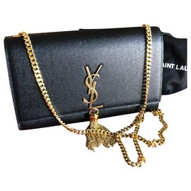 Yves Saint Laurent Pochette YSL Kate avec pompon Noir