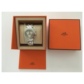 Hermès-Hermès: “Clipper Diver Chronograph” watch in steel, silver dial 36MM, quartz-Silvery