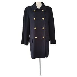 Vintage Burberry Reefer Coat, CASHMERE BLEND Navy blue