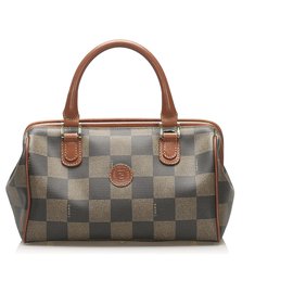 Fendi-Sac Boston Fendi Pequin Boston-Marron,Noir