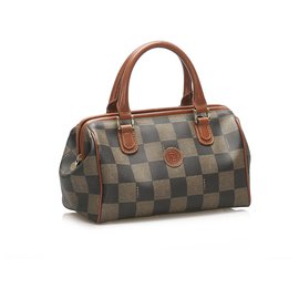 Fendi-Sac Boston Fendi Pequin Boston-Marron,Noir