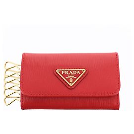 Prada Red Saffiano Key Holder Red