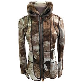 Giacca corta Fendi con collo in chinchilla Multicolore