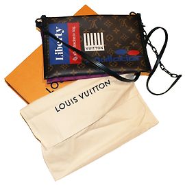 Louis Vuitton Double Flat Messenger Violet Marron foncé