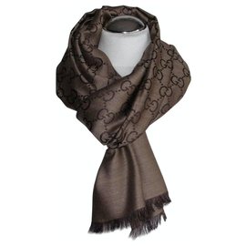 Gucci-GUCCI Luxus unisex scarf ESCHARPE-Brown
