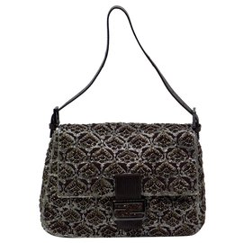 Fendi-Paillettes Mamma Baguette-Metallico