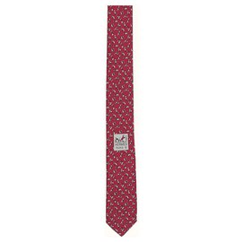 Hermès-Cravate Hermès Tangram-Fuschia