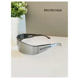 Balenciaga-LUNETTES DE SOLEIL MONO RECTANGLE-Argenté