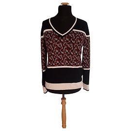 Hallhuber Mehrfarbiger Jacquard Print V-Ausschnitt Pullover 42 Mehrfarben