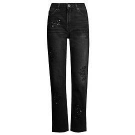 Sandro Alise Jeans con paillettes e perle Nero