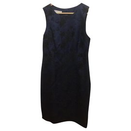 Hobbs-Embroidered pencil dress-Black,Blue