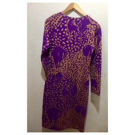 Bitte Kai Rand-Vestido con estampado animal abstracto-Dorado,Púrpura