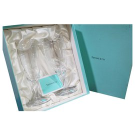 Tiffany & Co-TIFFANY & CO. Atlas Pilsner Champagnerglaspaar Weinglas aus Japan-Weiß