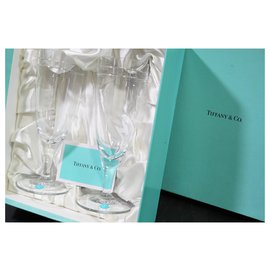 Tiffany & Co-TIFFANY Y COMPAÑIA. Par de copas de champán Atlas Pilsner Copa de vino de Japón-Blanco