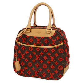 Louis Vuitton-LOUIS VUITTON Deauville Cube Womens Boston bag M40922 ROUGE-Red