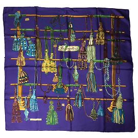 Hermès Lenço quadrado de seda roxo La Passementerie / Hermes Roxo