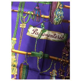 Hermès-La Passementerie/Hermes purple silk square scarf-Purple