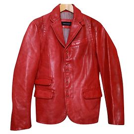 Dsquared2 Rote Leder Bikerjacke Bordeaux