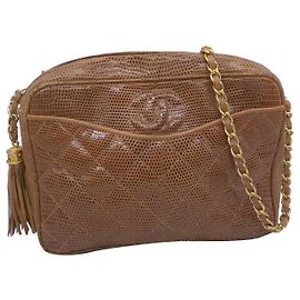 Chanel Bolsa crossbody para câmera Caramelo