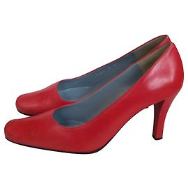 Charles Jourdan Red Leather Pumps 8.5 cm Heels Red