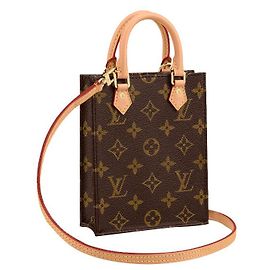 Louis Vuitton Petit Sacplat Monogram Canvas Marrom Couro Marrom
