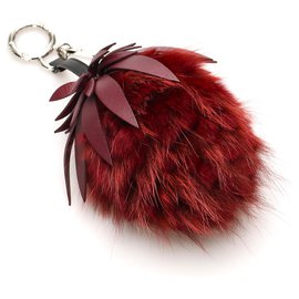 Fendi-Fendi Red Fur Pom-Pom Key Chain-Red