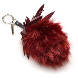 Fendi-Fendi Red Fur Pom-Pom Key Chain-Red
