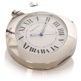 Pendule de voyage Cartier Pasha en argent Argenté Blanc