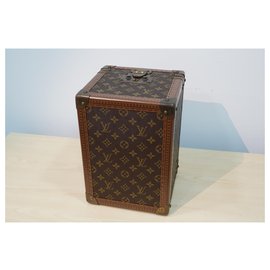 Louis Vuitton-LOUIS VUITTON Classic Monogram Vintage Boite Flacons Beauty Case Cosmetic Train Case Box-Brown