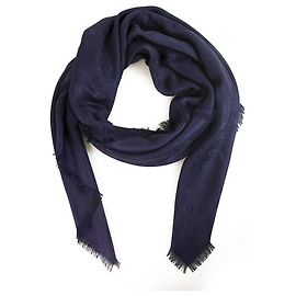 Louis Vuitton monogram Night Blue Tone on tone shawl weaved jacquard silk M72412 Blue