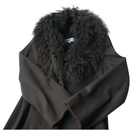 Cerruti 1881 Long subtle brown virgin wool coat T36 Brown