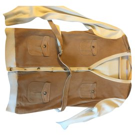 Colete de algodão e camurça Massimo dutti Bege