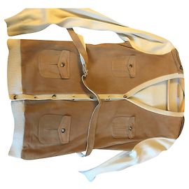 Weste aus Massimo Dutti Baumwolle und Wildleder Beige