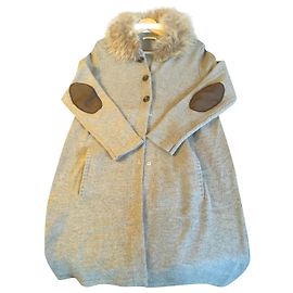 Autre Marque Lange graue Kaschmir-Strickjacke Grau