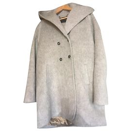 Eva Kayan Grey Wool Hooded Coat Grey